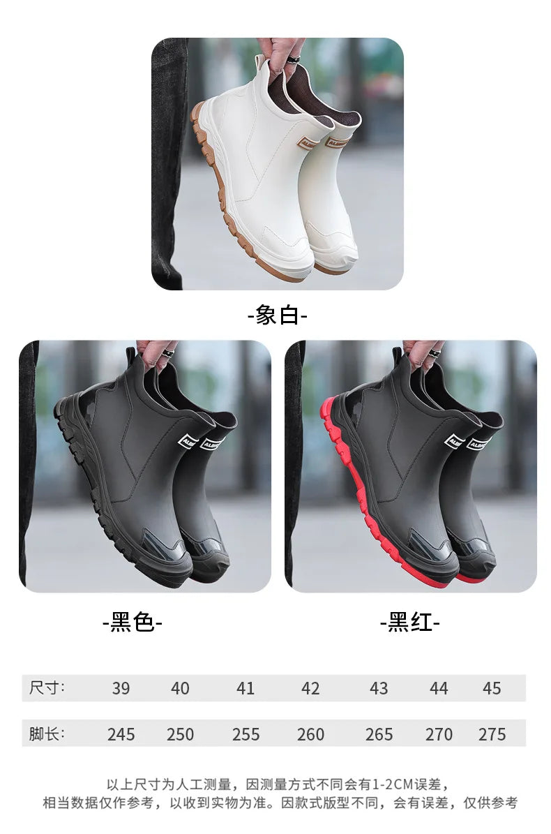 Men’s Waterproof Wear-Resistant Rubber Short Boots